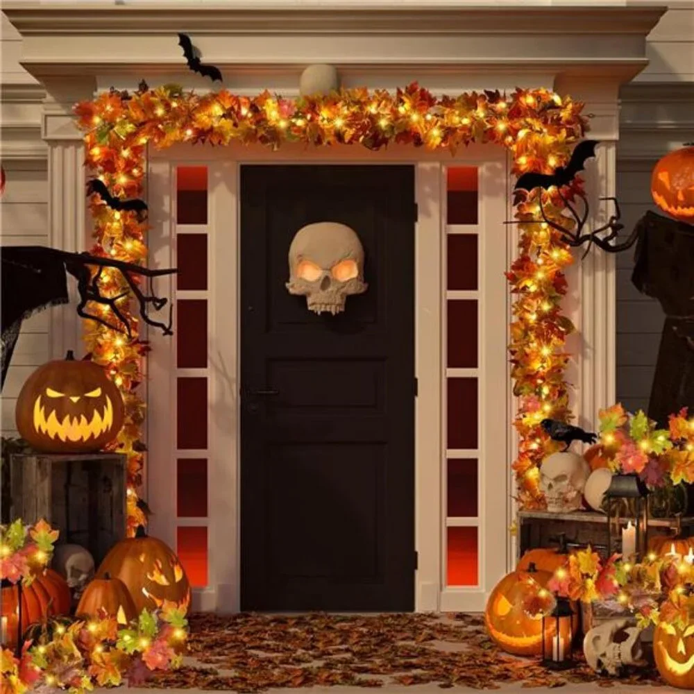 2PCS Fall Garland with Light, Fall Leaves Decor Garland Lights 40 LED